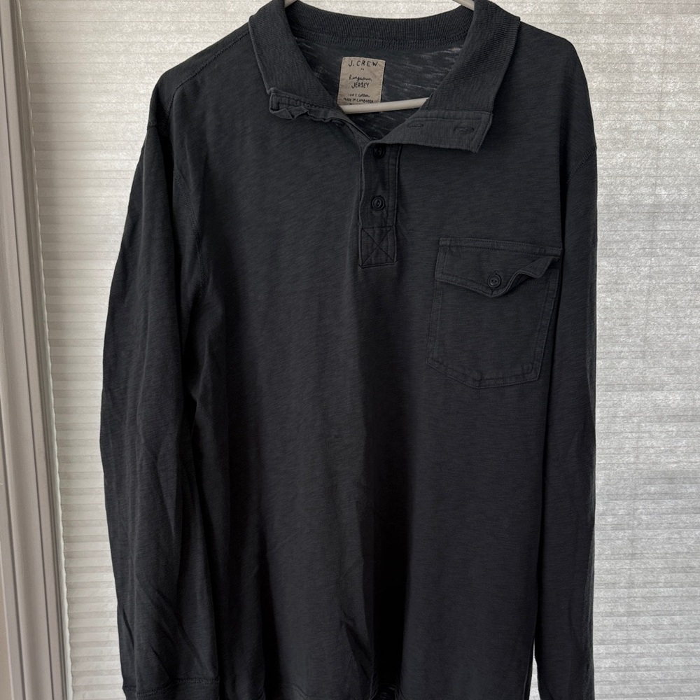 J. Crew Long-Sleeve Polo Shirt - Black